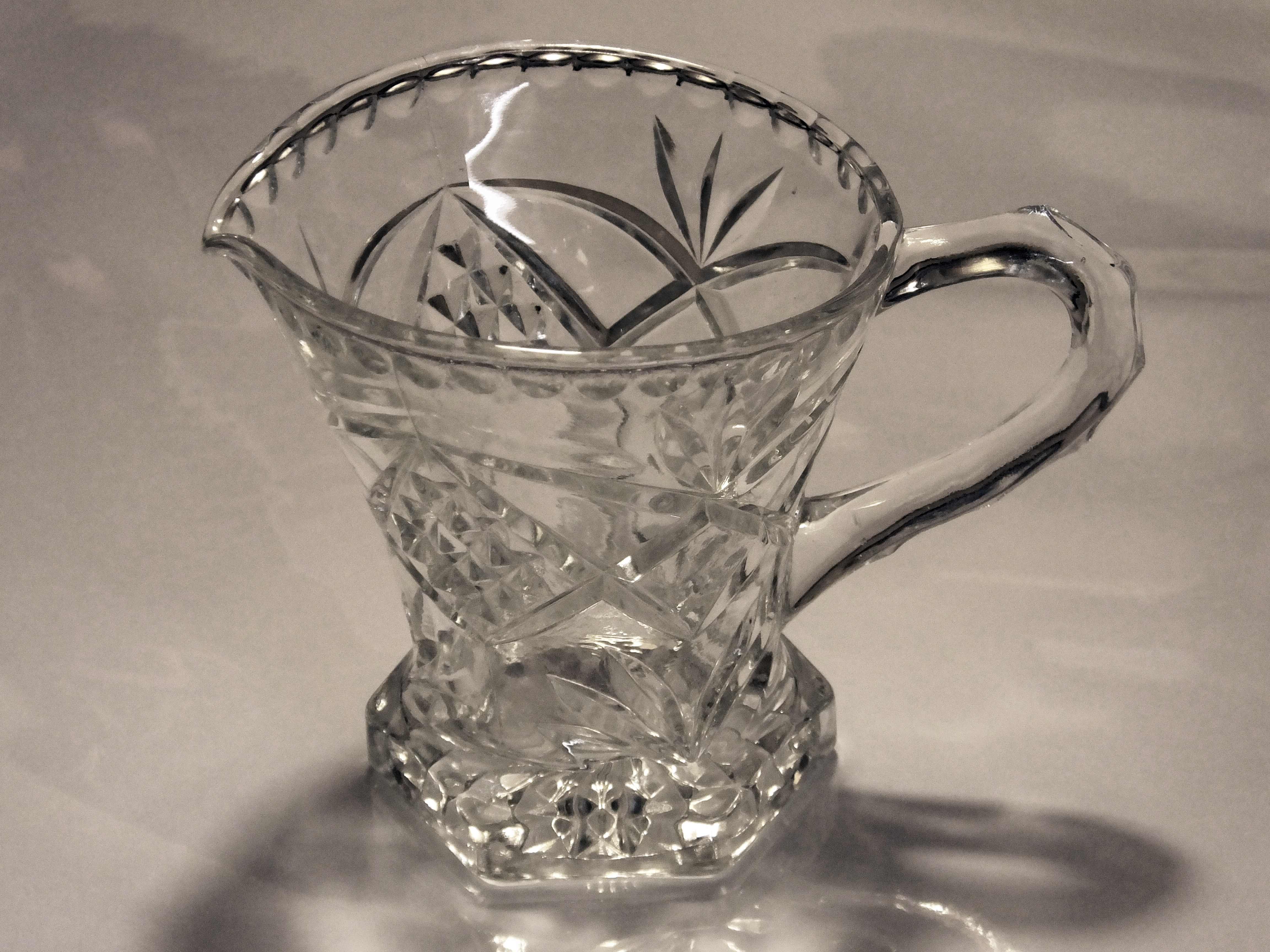 Cut glass creamer. Bill Bagley Glass